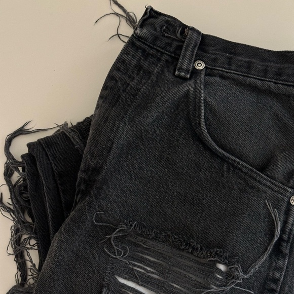 distressed black denim pants - Picture 4 of 6